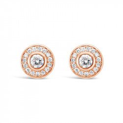 Round Halo Settings Diamond Earrings, in 18ct Rose Gold. Tdw 0.55ct